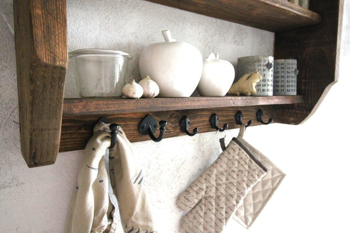 Dekorie Holz Küchenregal für Gewürzte Shabby Vintage fertig montiert (Braun), Braun