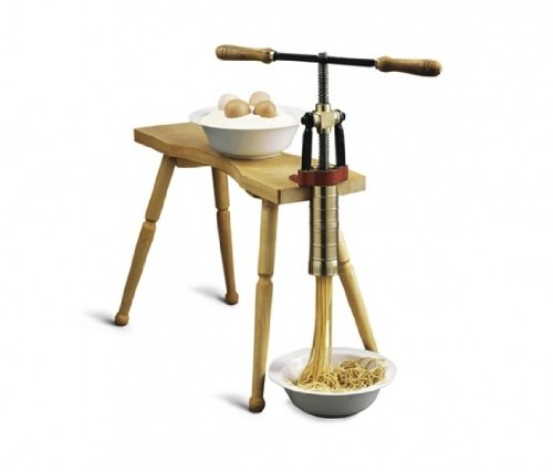 Bottene - Il Bigolaro B - Manuelle Nudelpresse aus Messing - 2 Matrizen für Spaghetti und Rigatoni -