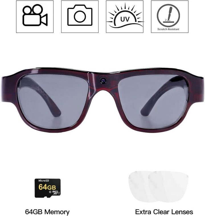 OhO Camera Sunglasses, 32GB Ultra HD Outdoor Sports Action Camera with Built in 16MP Camera and Pola