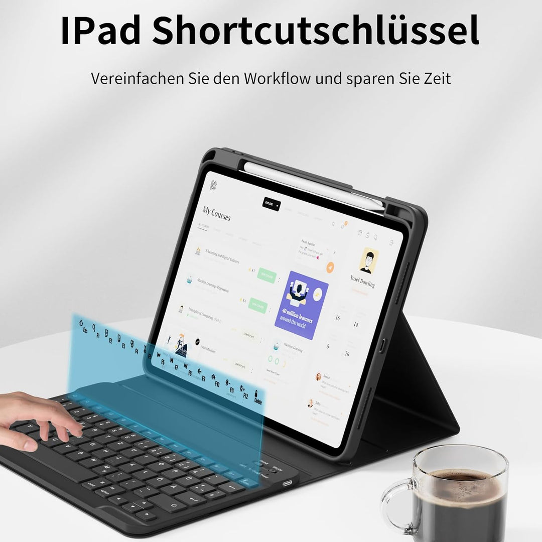 Hülle mit Tastatur für iPad 11. Generation (A16) 2025 11 Zoll, iPad 10. Generation 2022 10,9 Zoll, M