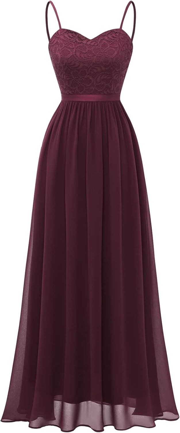 DRESSTELLS Damen Abendkleider Elegant für Hochzeit Brautjungfernkleider Lang Chiffon Brautjungfernkl