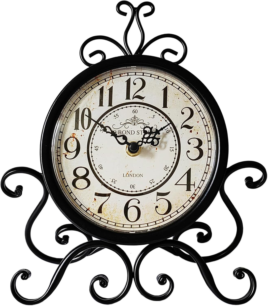 HZDHCLH Retro Silent Roman Tischuhr für Wohnzimmer Schlafzimmer Büro Kunst-Schreibtischuhr（pures Sch