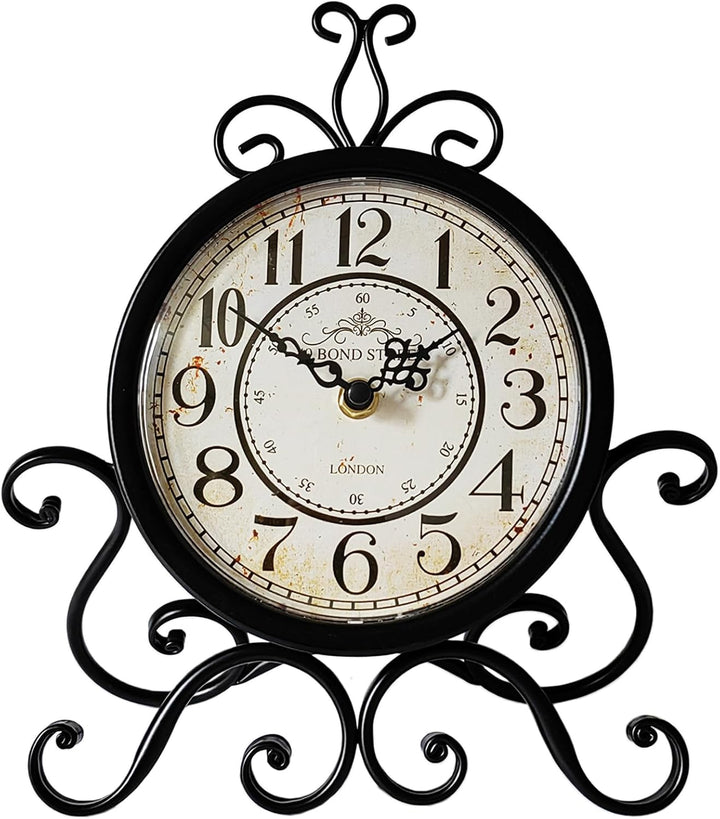 HZDHCLH Retro Silent Roman Tischuhr für Wohnzimmer Schlafzimmer Büro Kunst-Schreibtischuhr（pures Sch