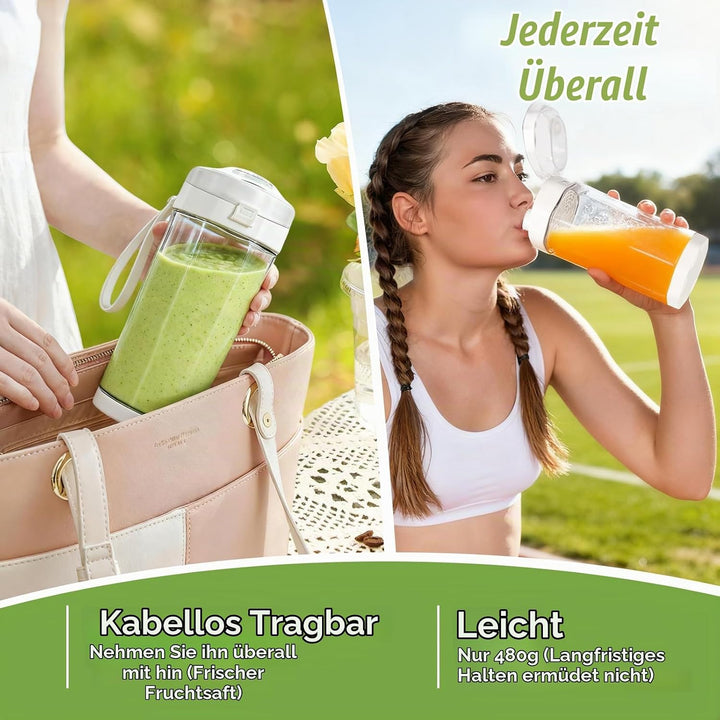 MIAOKE Tragbarer Smoothie-Mixer, 700 ml, wiederaufladbarer Mixer, mit Automatik- und Pulsfunktion, m