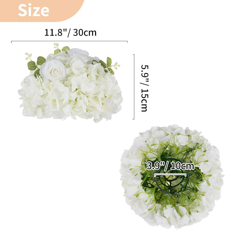 NUPTIO Künstliche Blume Tafelaufsätze für Tische: 2 Stück 30cm Durchmesser Weiss Gefälschte Blumen R