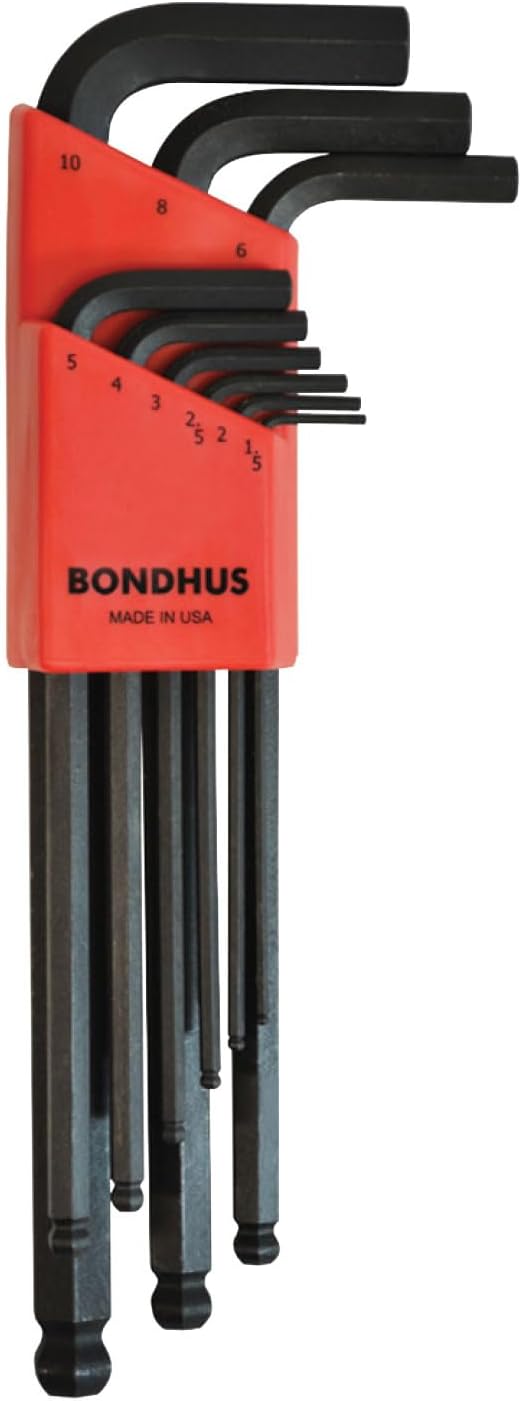 Bondhus 10999 Kugelkopf Winkelschlüssel Satz 9-teilig 1.5~ 2~ 2.5~ 3~ 4~ 5~ 6~ 8~ 10mm, 1.5~ 2~ 2.5~