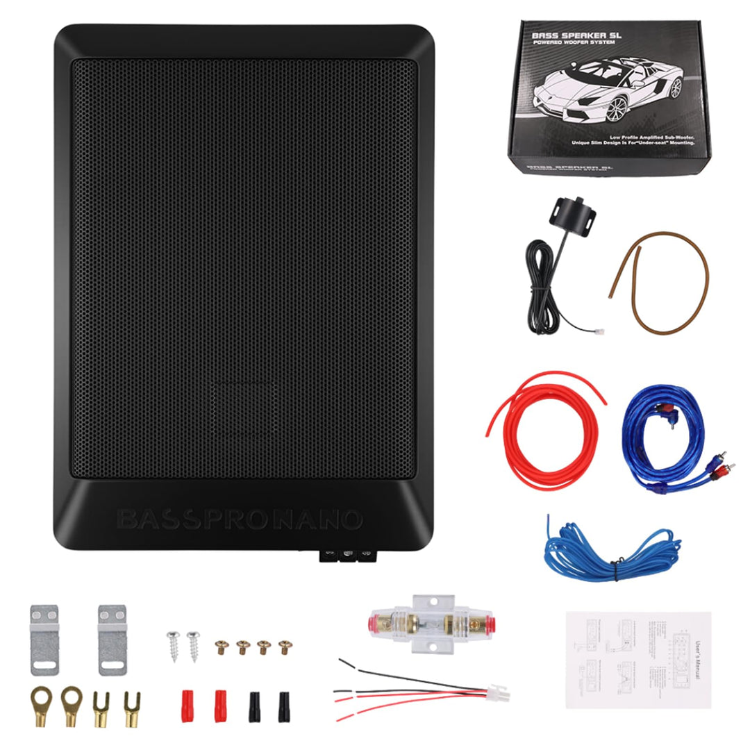 Ultraflacher Auto-Subwoofer, geeignet für Limousinen/LKW, mit integriertem Verstärker, unter den Sit