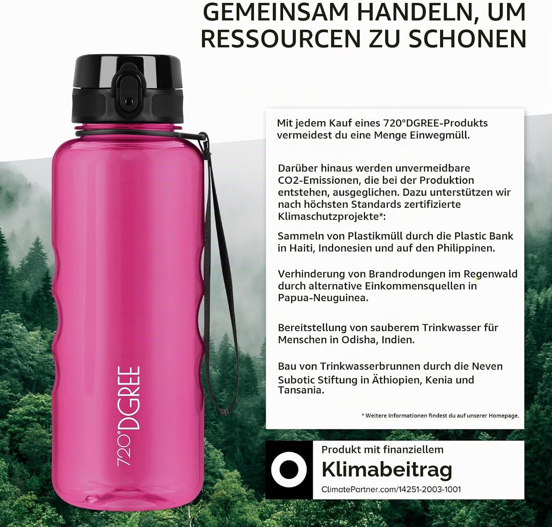 720°DGREE Trinkflasche 1,5l “uberBottle“ crystalClear +Früchtebehälter - BPA-Frei, Auslaufsicher - W