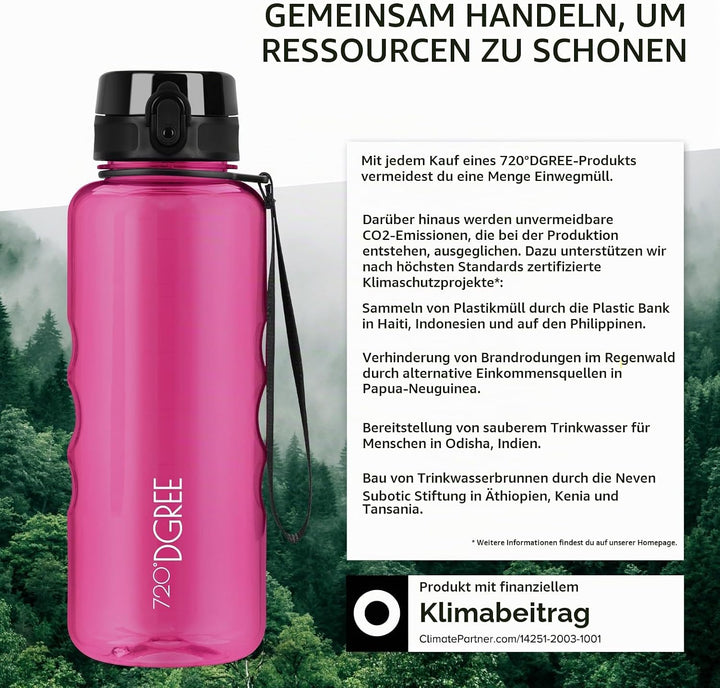720°DGREE Trinkflasche 1,5l “uberBottle“ crystalClear +Früchtebehälter - BPA-Frei, Auslaufsicher - W