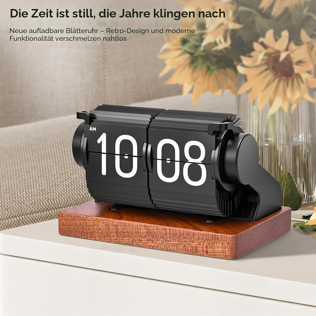 Flip Clock, Retro-Flip-Uhr, Neues USB C Wecker Digital, Grosse Zahl Mechanische Schreibtischuhr, Vin