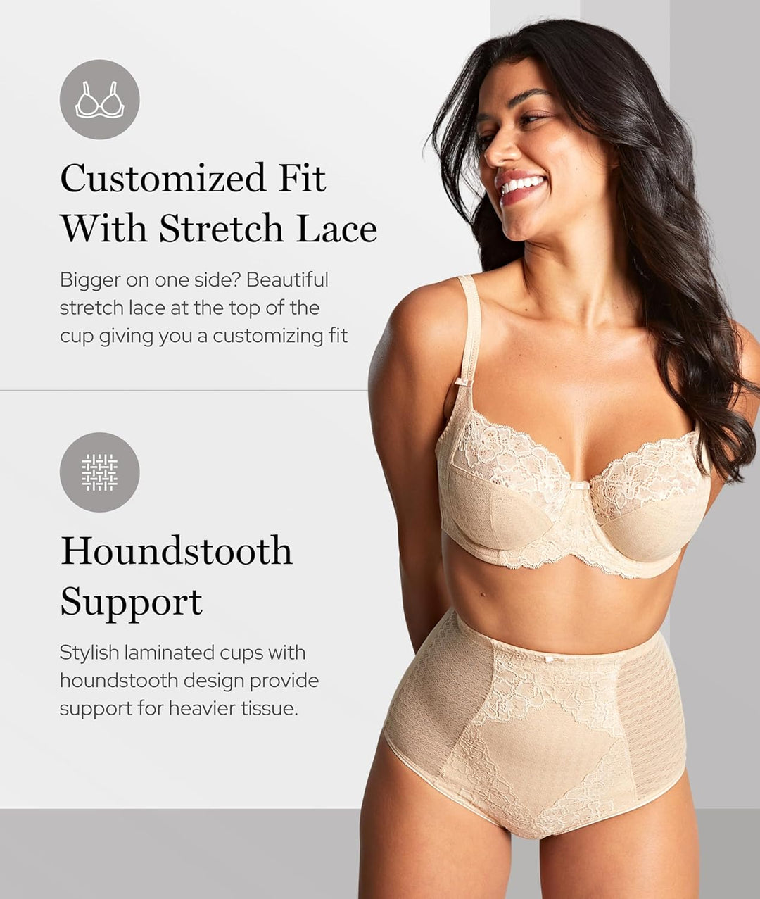 Panache Damen Envy Stretch Lace Full Cup Bra BH 80F Beige (Nude), 80F Beige (Nude)