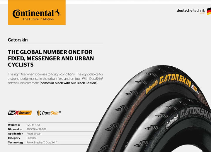 Continental Gatorskin Reifen 700x25 C 25-622 Schwarz, 700x25 C 25-622 Schwarz