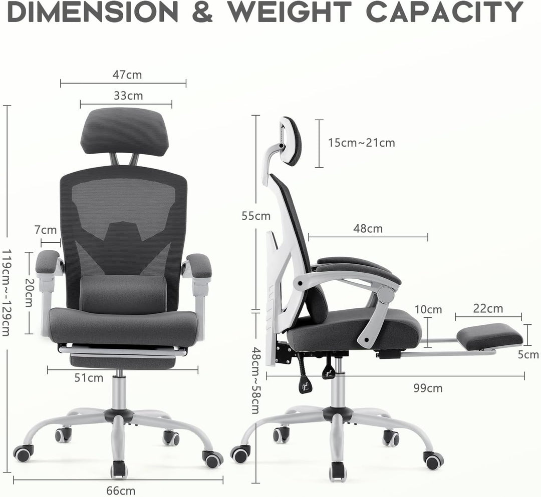 DUMOS Bürostuhl Ergonomisch - Ein Schreibtischstuhl mit Komfortarmlehnen, Ausgestattet mit Einer Beq