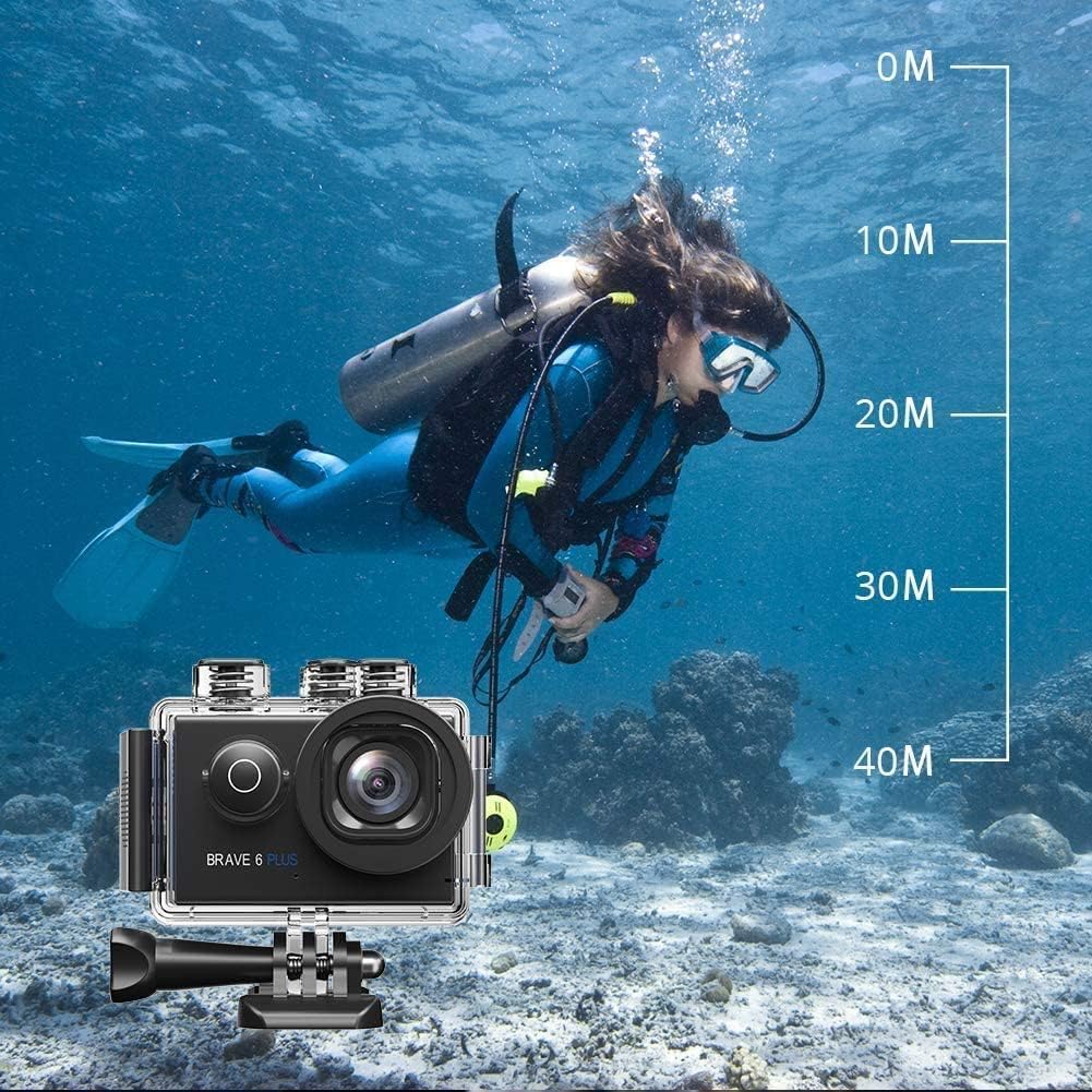 AKASO Action Cam 4K30FPS 20MP WiFi Actionkamera mit Touchscreen EIS 4X Zoom Fernbedienung 40m Unterw