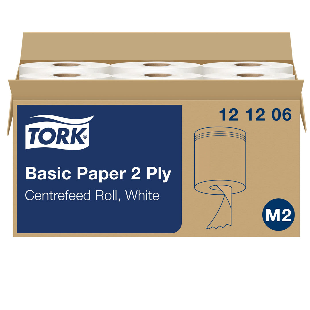 Tork 121206 Standard Papierwischtücher weiss für M2 Wischtuch Spender mit Innenabrollung – Wischtüch