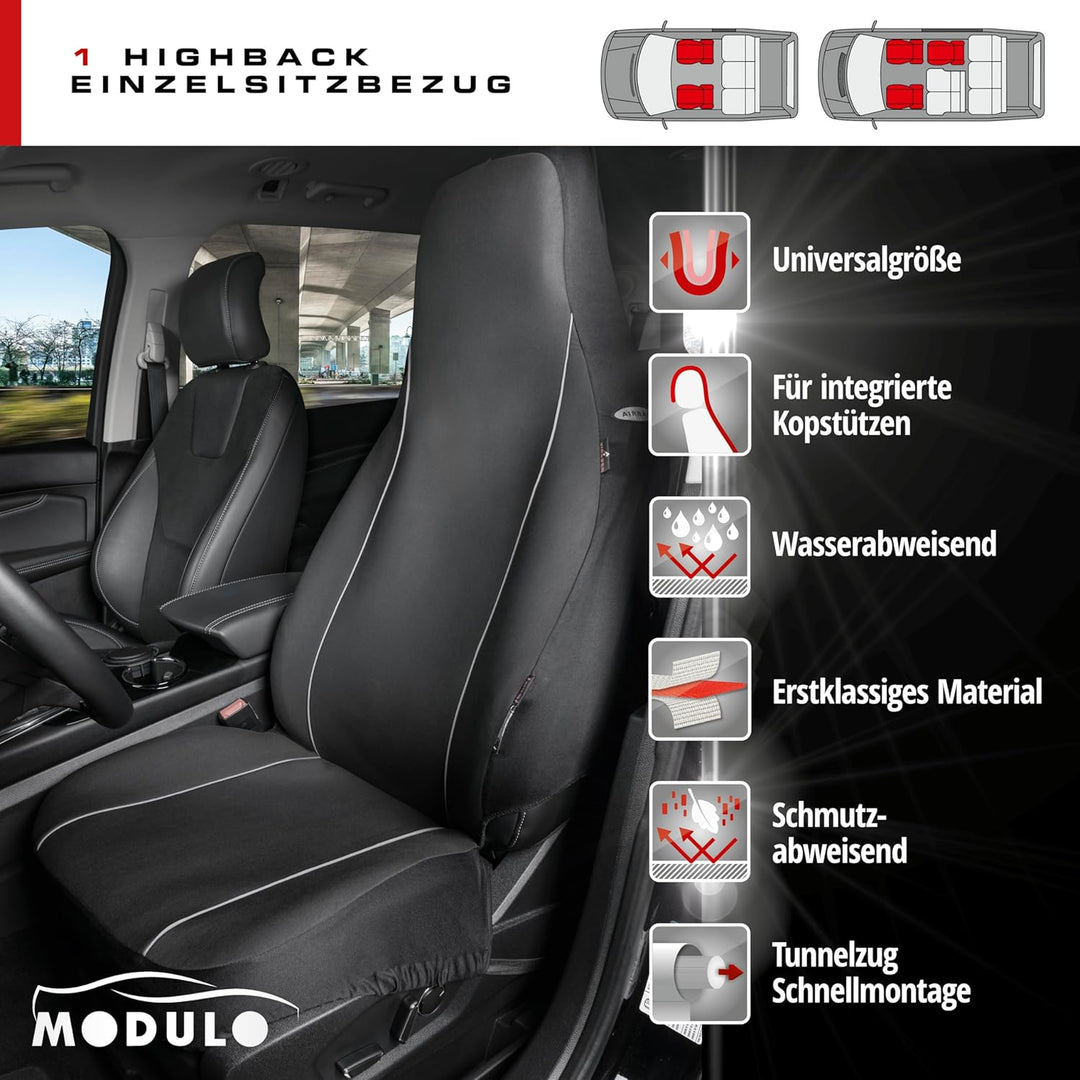 Walser Auto-Sitzbezug Modulo, Universaler Vordersitzbezug, Universal Auto-Schonbezug für Highbacksit