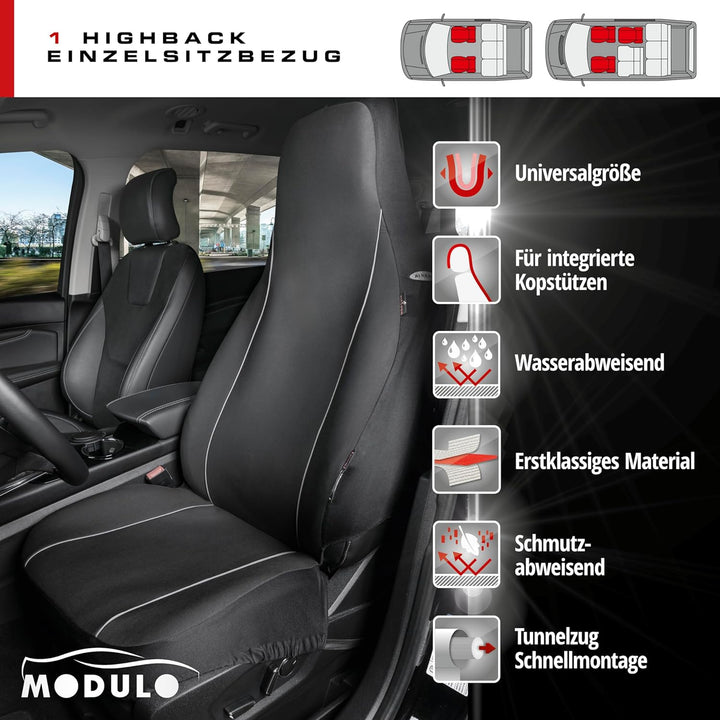 Walser Auto-Sitzbezug Modulo, Universaler Vordersitzbezug, Universal Auto-Schonbezug für Highbacksit