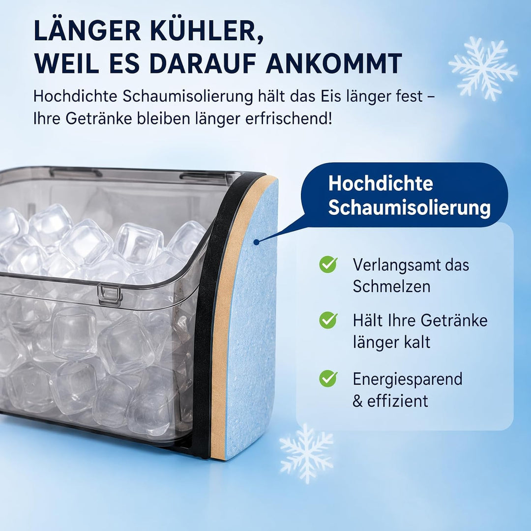 3-In-1 Eiswürfelbereiter mit Kaltwasserfunktion für Haus Küche Bar Café | 16 Eiswürfel 600G Eis Schn