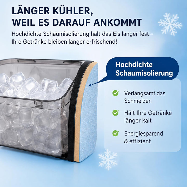 3-In-1 Eiswürfelbereiter mit Kaltwasserfunktion für Haus Küche Bar Café | 16 Eiswürfel 600G Eis Schn