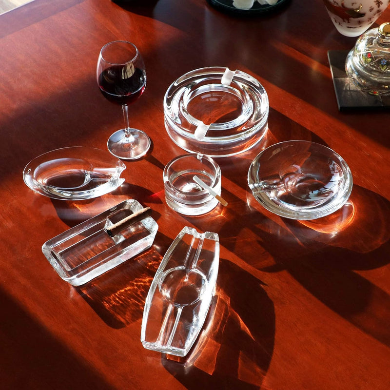Pasabahce Kristallglas-Aschenbecher für die Terrasse, schwer, handgefertigt, luxuriös, Outdoor, Indo