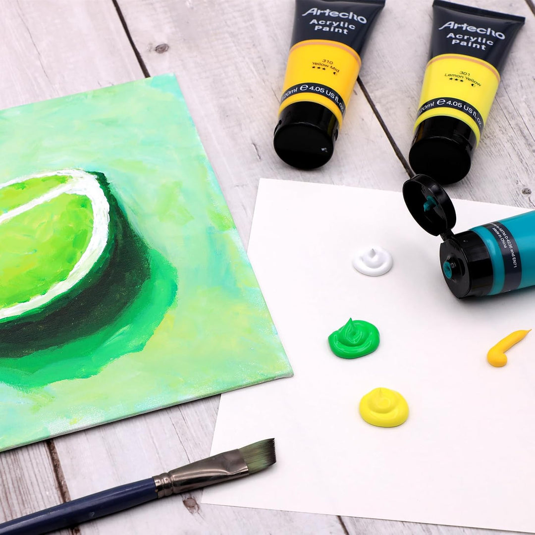 Artecho Acrylfarben Set Professional 20x120 ml, Acrylic Paint Set, Wasserfest und Lichtecht, Schnell