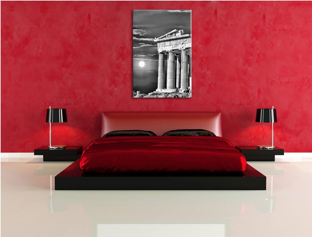 Pixxprint Monocrome, Tempel der Athene bei Sonnenuntergang, Format: 100x70 auf Leinwand, 100x70