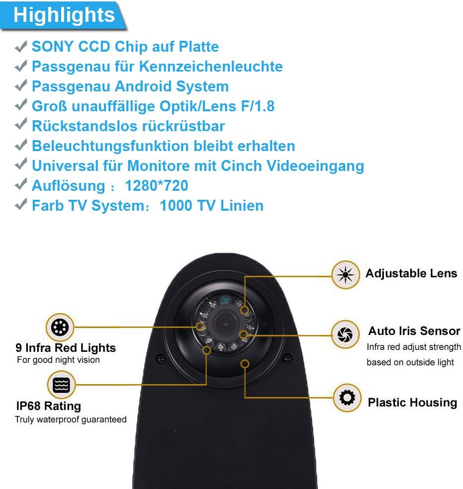 Rückfahrsystem mit Rückfahrkamera im 3.Bremslicht passend für Transporter Mercedes Sprinter Viano Vi