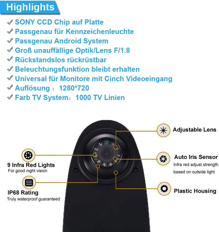 Rückfahrsystem mit Rückfahrkamera im 3.Bremslicht passend für Transporter Mercedes Sprinter Viano Vi