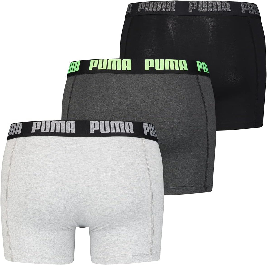 Puma Herren 3p Boxershorts (3er Pack) S Black / Green / Grey, S Black / Green / Grey