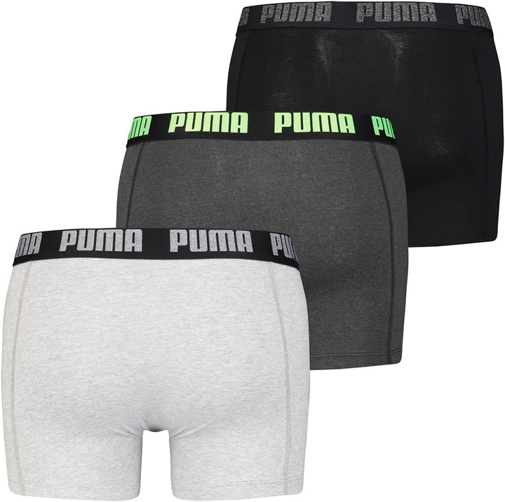 Puma Herren 3p Boxershorts (3er Pack) S Black / Green / Grey, S Black / Green / Grey
