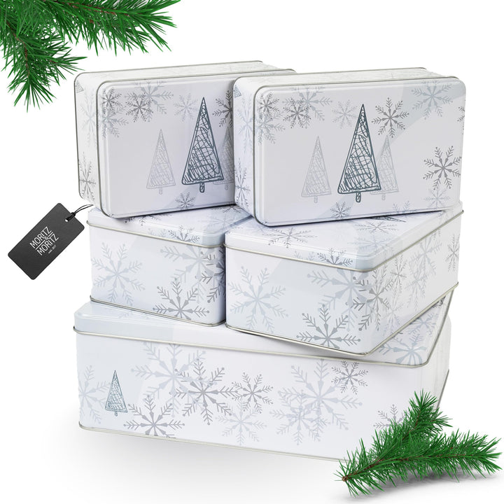 Moritz & Moritz Keksdose Metall Weihnachten, Keksdosen 5er Set Eckig - Blechdose mit Deckel im festl