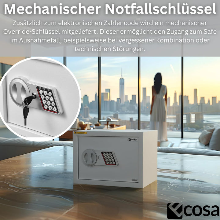 Ecosa ®Elektronischer Tresor Safe 35×25×25cm – Möbeltresor & Wandtresor mit Zahlencode und Schlüssel