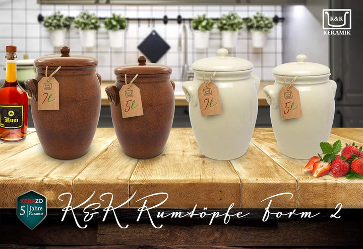Original K&amp;K Rumtopf 7,0 Liter beige - Form 2 / Mehrzwecktopf/Keramiktopf