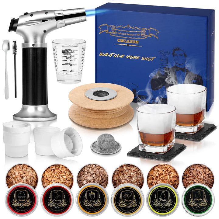 CWLAKON Cocktail Smoker Kit, Whiskey Räucher Set mit Taschenlampe, Whiskey Bourbon Old Fashioned Dri