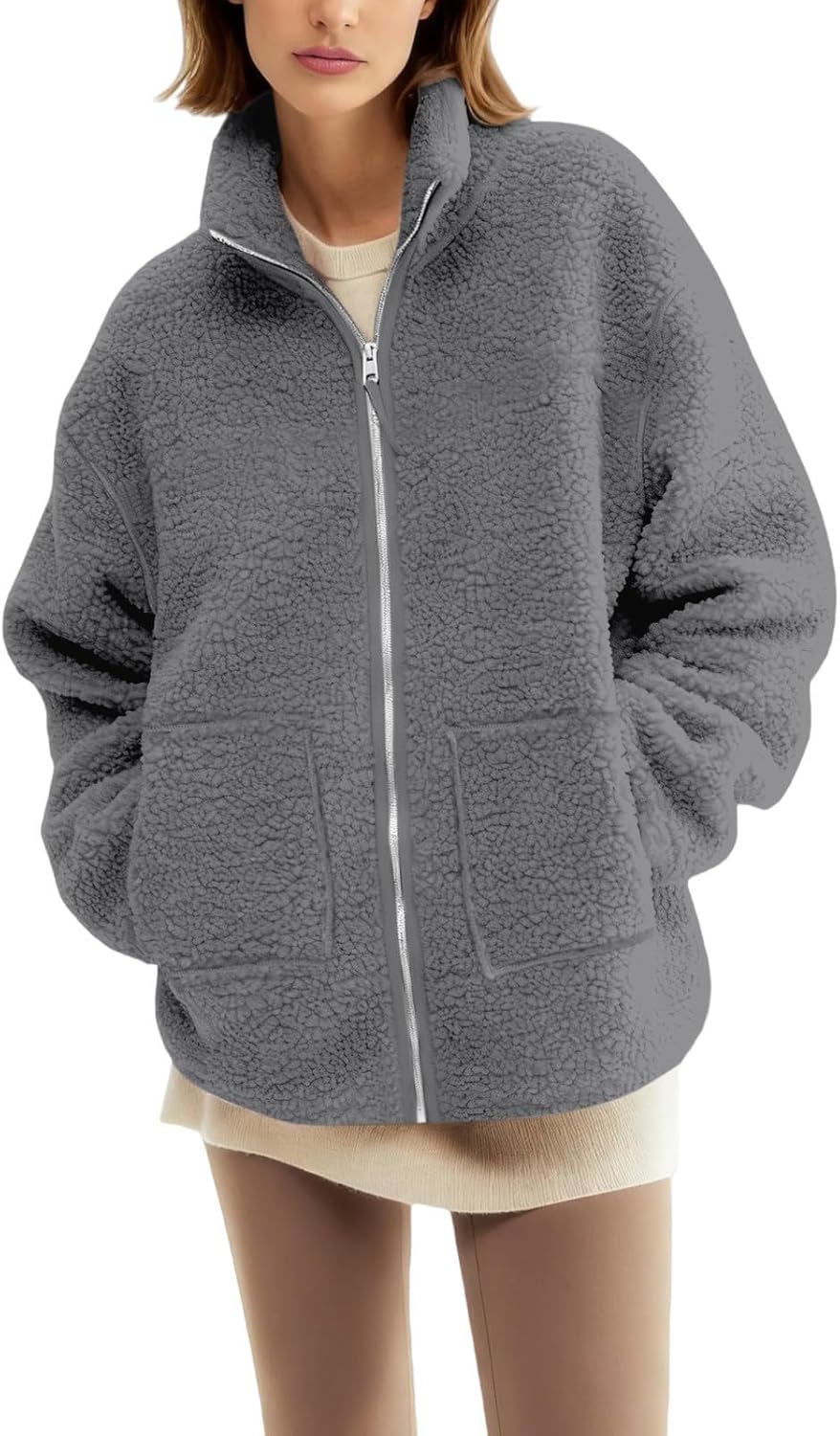 SYDUZAX Umstandsjacke mit Babyeinsatz Warm Teddy Fleecejacke Umstands Baumwolljacke Winter Umstandsm