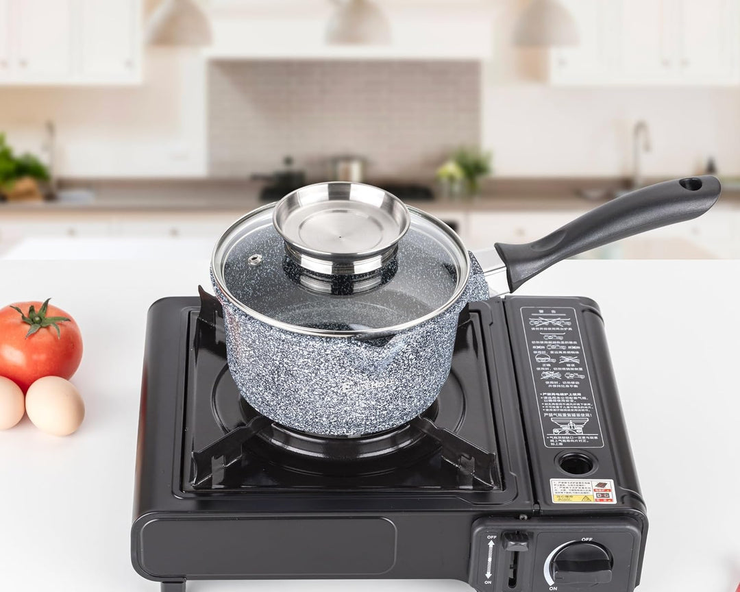 EliteHoff Induktion Topfset mit Stieltopf, 9-tlg Kochgeschirr-Set 16/16/20/24 cm, Kochtopf mit Decke