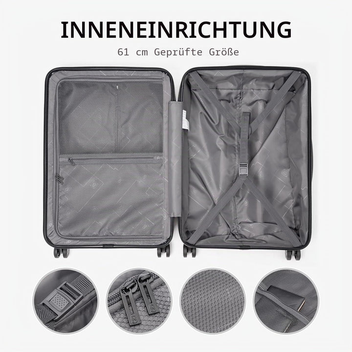 LEVEL8 Koffer Trolleys Handgepäck Hartschalenkoffer Rollkoffer Reisekoffer, TSA Blau Set 20/24/28, B