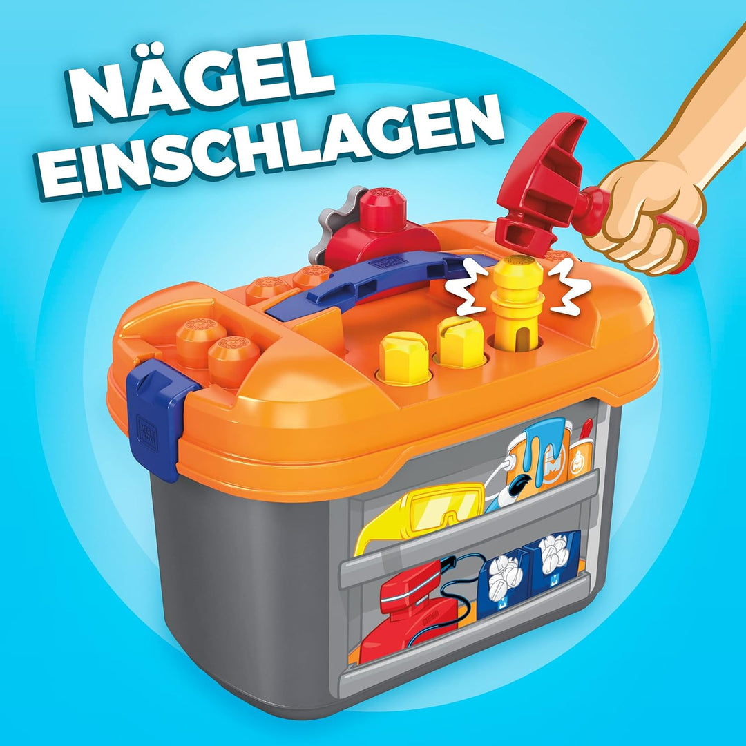 MEGA GNT92 - Bloks Werkbank mit 36 Teilen, Bausteineset, Konstruktionsspielzeug für Kleinkinder ab 2