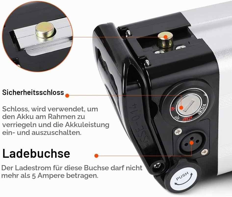 SEASON E-Bike Pedelec Akku Silverfish 36V 15.6Ah 577Wh, passend für 36V 250W/350W/500W Motoren, für