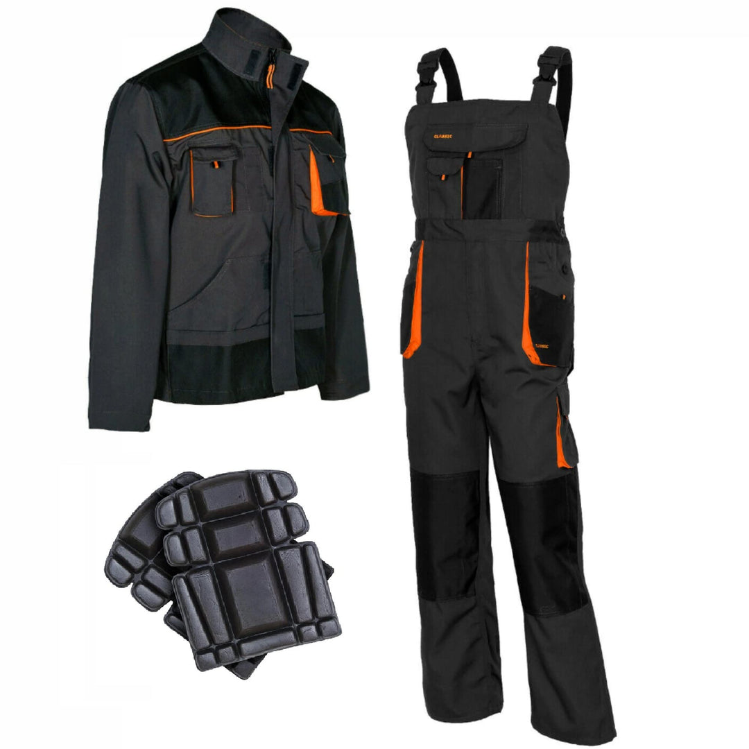 Latzhose und Latzhose für Herren, mit Knieschonern, Jacke erhältlich, perfekt für Arbeit, Mechaniker