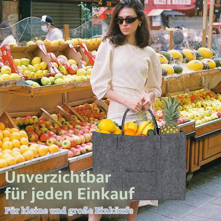 Filztasche, 70L Filz Einkaufstasche, Filztasche Kamin Holz Korb Kleidung Spielzeug Werkzeug Camping