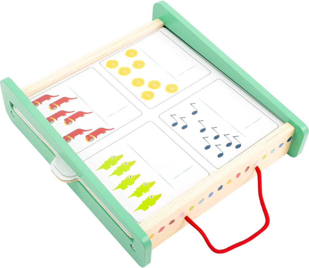 small foot 11461 Lernbox Educate aus Holz, FSC100%-Zertifiziert, Mathe Lernen,Aufbewahrungsbox mit R