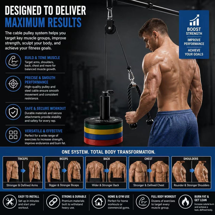 Morwealth Seilzug Fitness Kabelsystem, Latzug Unterarmtrainer kabelzug Unterarm Handgelenk Trainer A
