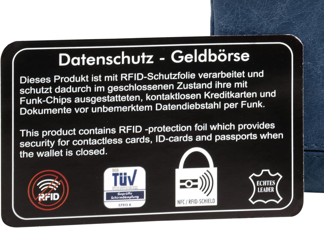 bruno banani Geldbörse Echt Leder Damen | RFID-Schutz, 8 Kartenfächer, kompakte Geldbörse, 2 Münzfäc