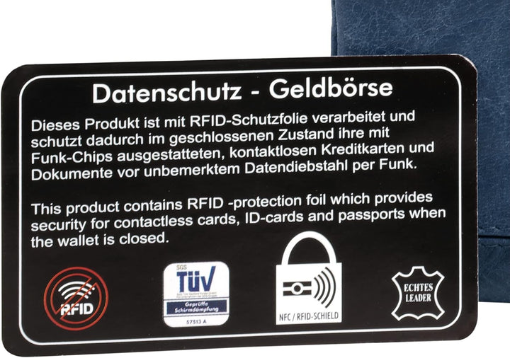 bruno banani Geldbörse Echt Leder Damen | RFID-Schutz, 8 Kartenfächer, kompakte Geldbörse, 2 Münzfäc