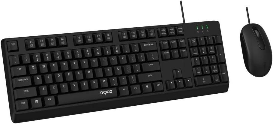 Rapoo NX1500 Tastatur Maus Set Kabelgebunden - Bequeme PC-Tastatur mit Kabel und 1000 DPI PC-Maus Be