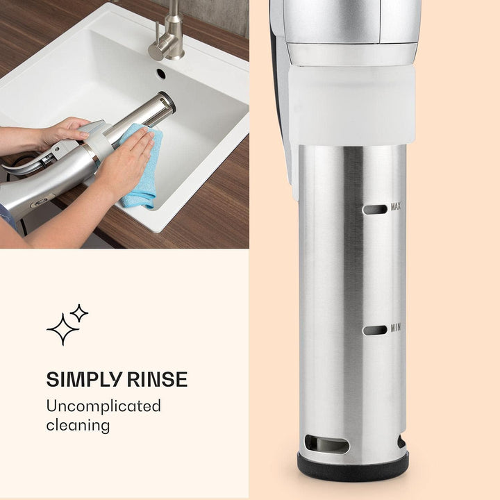 Klarstein Quickstick- Sous-Vide Garer, Präzisionskochtopf, Schongarer, 1300 Watt, Timerfunktion, 3D
