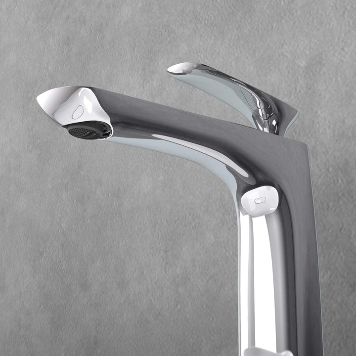 doporro Armatur Wasserhahn Bad Waschtischarmatur Silber 28 cm hoch | Design Waschtischarmatur für Wa
