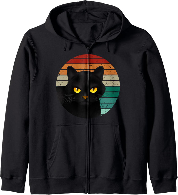 Vintage Katze I Schwarze Katze Retro Style I Katzen Kapuzenjacke