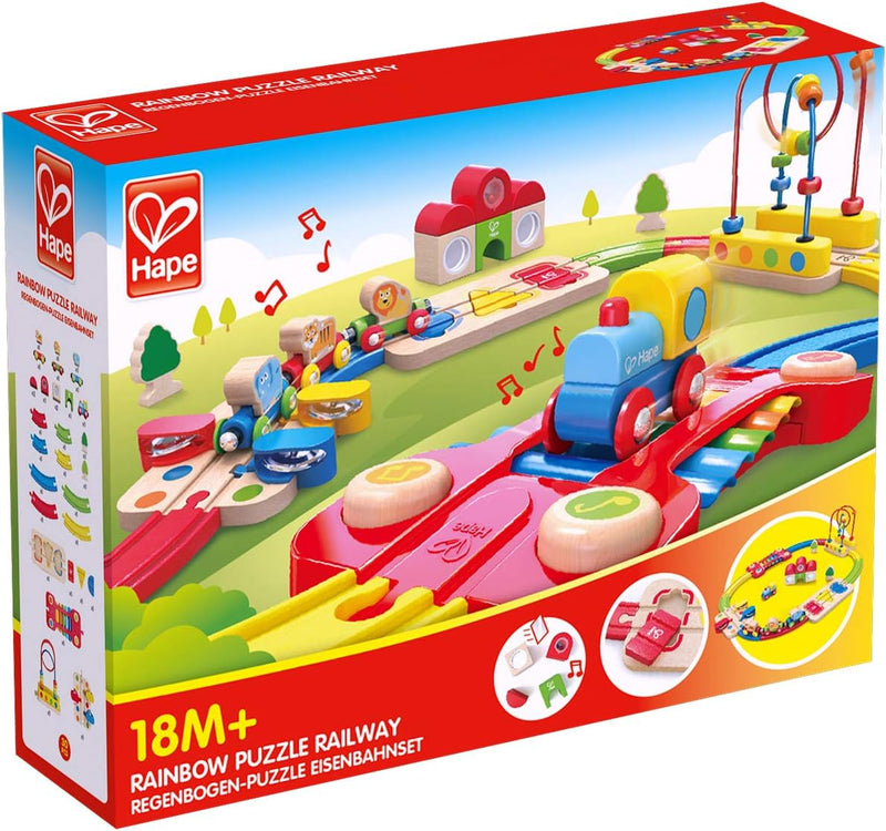 Hape 3826 Regenbogen-Puzzle Eisenbahnset, E3826, Mehrfarbig, Einheitsgrösse Single